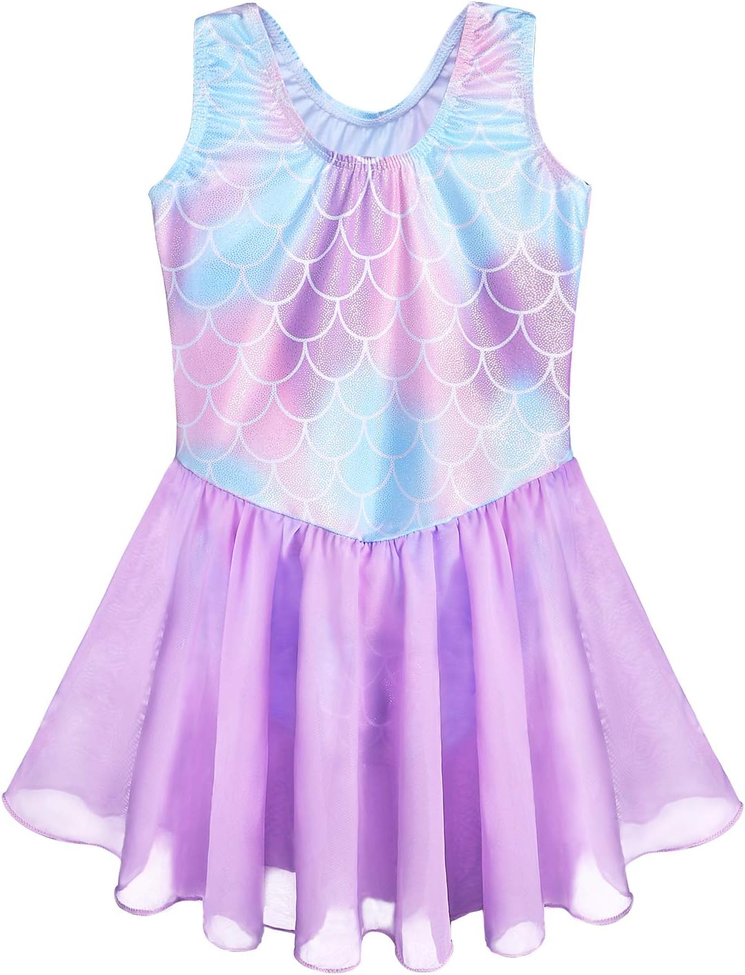 Skiennix Girls Gymnastics Leotard - Flutter Sleeve Tutu Dress for Toddlers 2-11Y | Mermaid Style