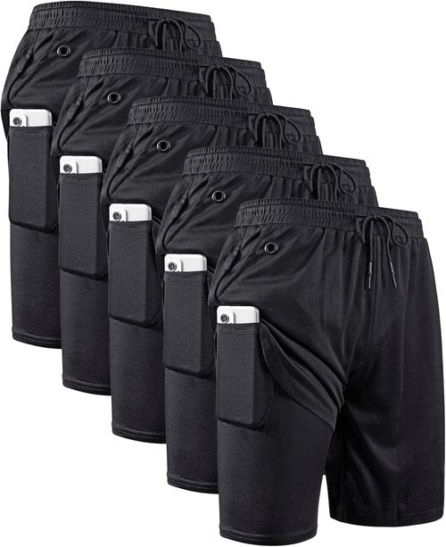 JWJ Men's 2-In-1 Workout Running Shorts - Lightweight Athletic Gym Shorts with Compression Liner | 7 Inch