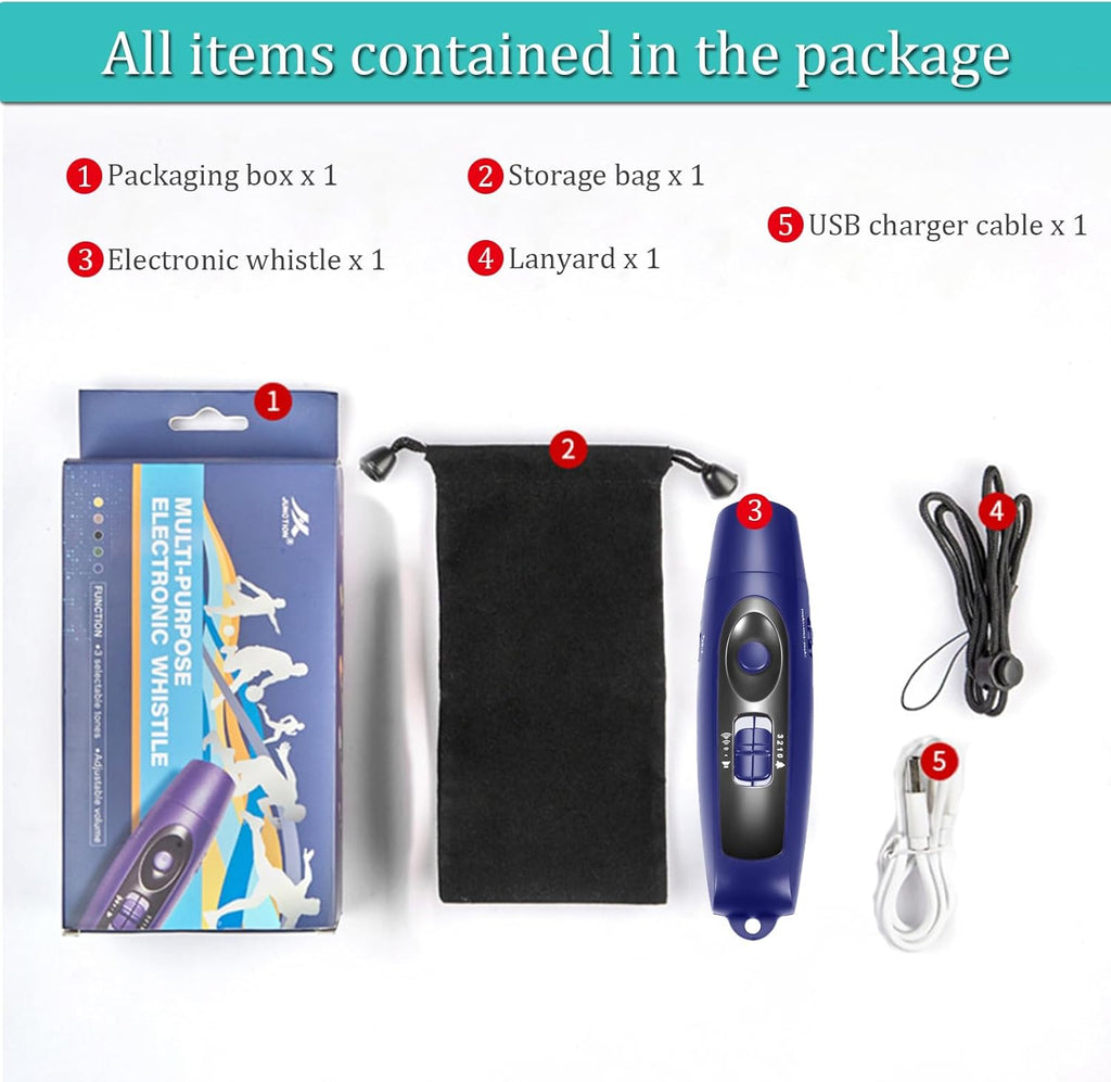 Skiennix Electronic Whistle - Rechargeable Handheld Whistle with USB Charging | 4 Tones, High Volume, Blue