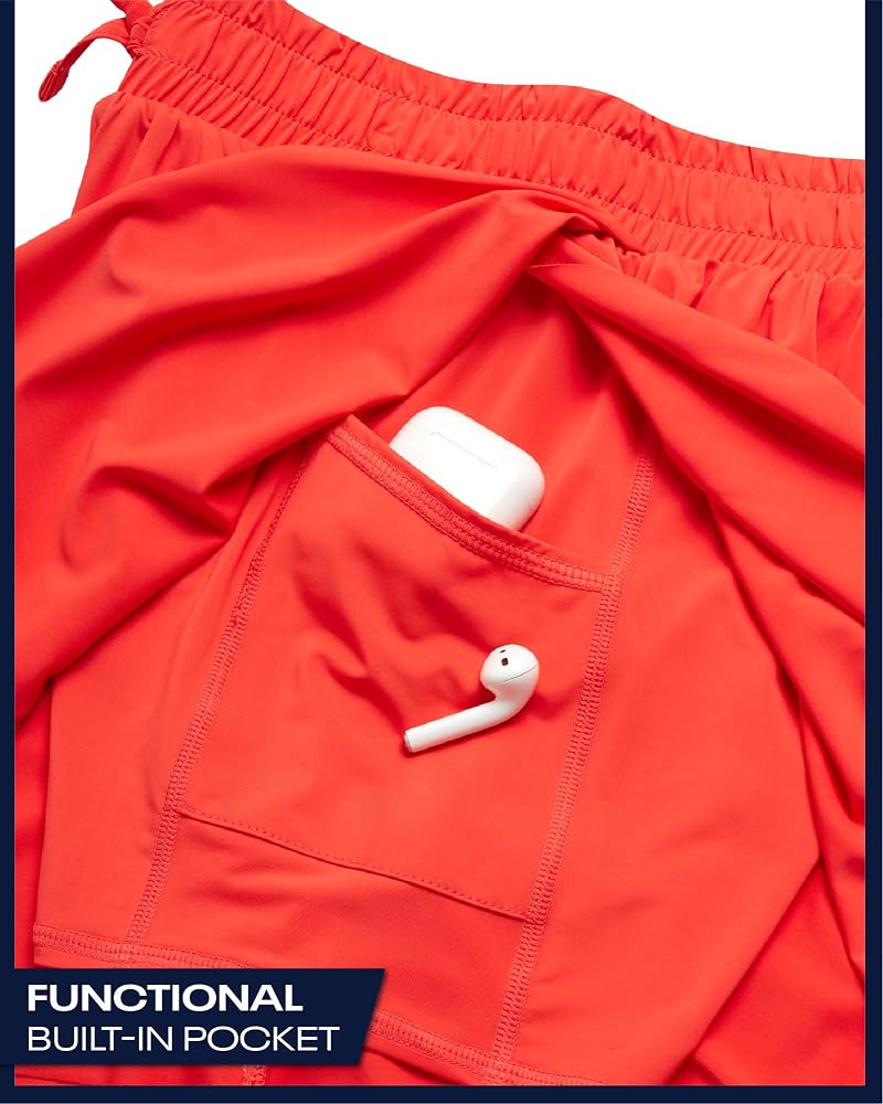 Reebok Girls Butterfly Shorts 3-Pack with Liner - Flowy Elastic Waist, Variation Hot Coral/Black/Aqua