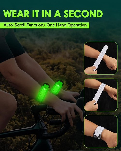 Fitense Rechargeable LED Armband 2-Pack, High Visibility Running Gear for Night Safety, 5 Colors & 3 Modes Light Up Wristbands for Night Walking, Cycling, Gift for Women Men Kids