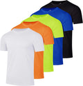 Real Essentials Men's Dry-Fit Short Sleeve Crew Neck T-Shirts - 5 Pack for Gym & Fitness