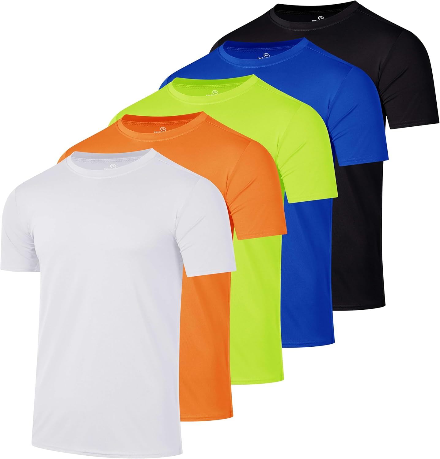 Real Essentials Men's Dry-Fit Short Sleeve Crew Neck T-Shirts - 5 Pack for Gym & Fitness