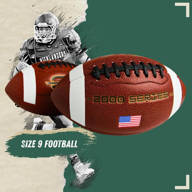 Official Size 9 Football — GX 2000 Series Premium Leather, Includes Ball Pump