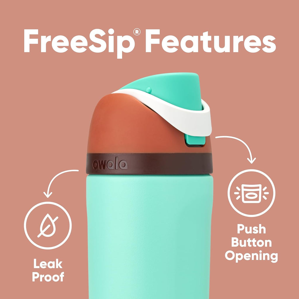 Owala Kids FreeSip Insulated Stainless Steel Water Bottle - BPA-Free, 16 oz, Mint Chocolate | Perfect for Sports & School
