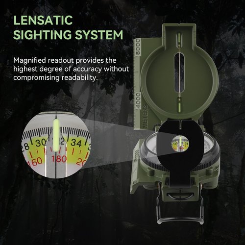 Military Compass, with Sighting Lines, Impact Resistant & Waterproof Compass for Outdoor, Hiking, Hunting, Backpacking Camping,Tactical, and Survival