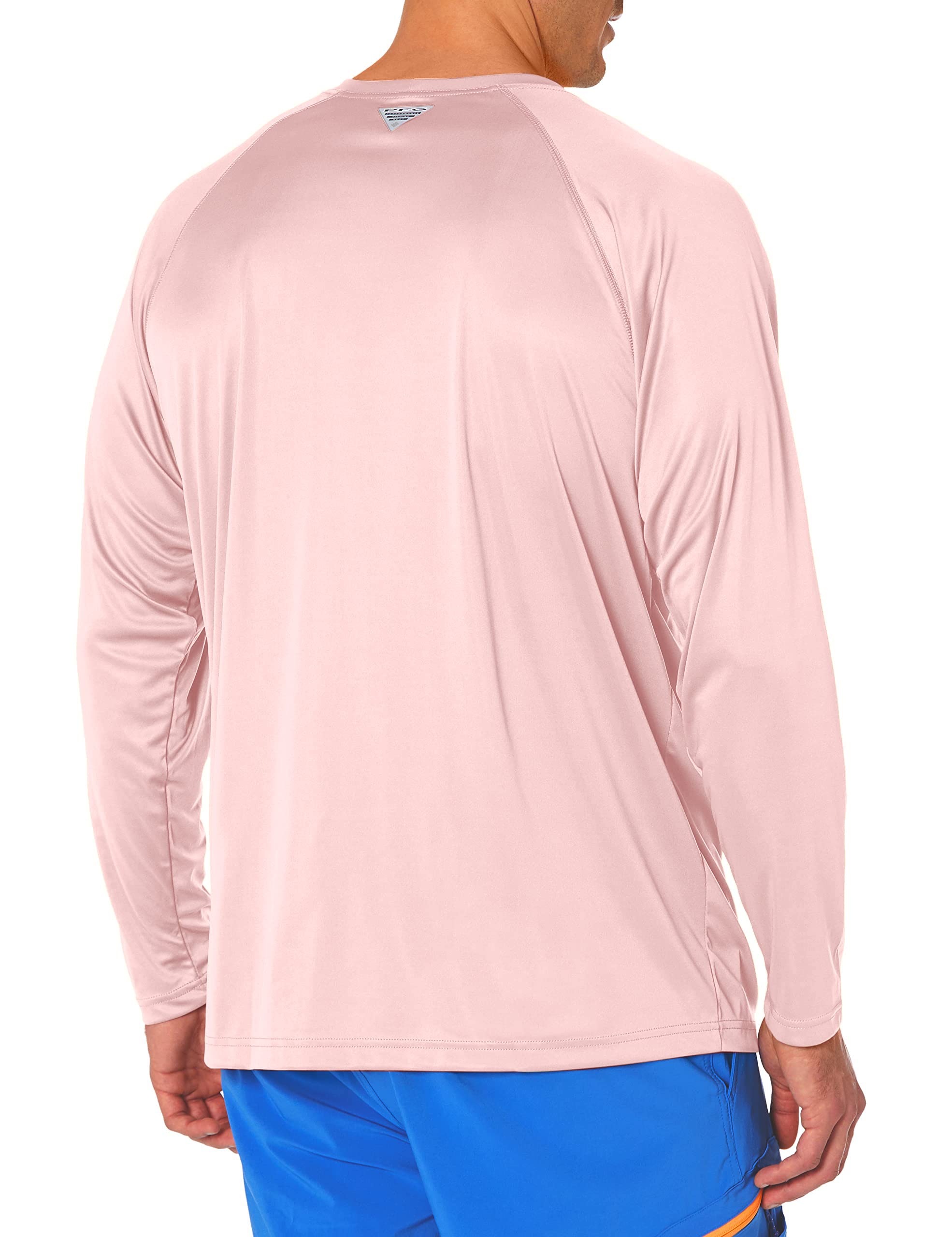 Columbia Men's Terminal Tackle Long Sleeve Shirt, Cherry Blossom/Vivid Blue, Medium