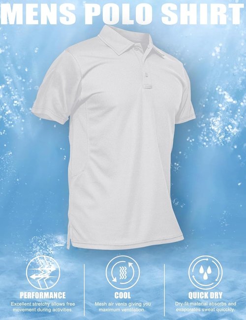 MAGCOMSEN Men's Polo Shirt - Quick Dry Tactical Performance | Short Sleeve Pique Golf Shirt