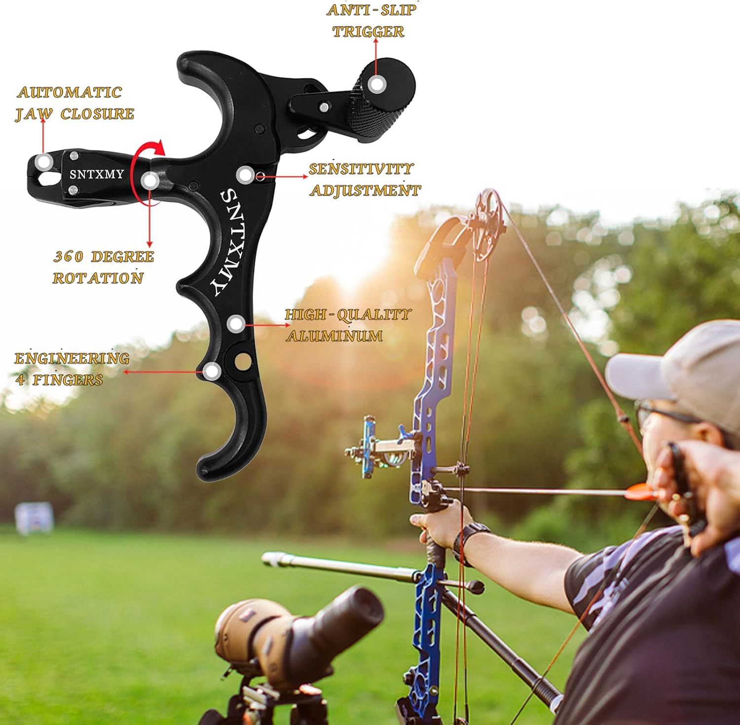 Sntxmy Compound Bow Release - Precision Archery Trigger with Ergonomic Thumb Design