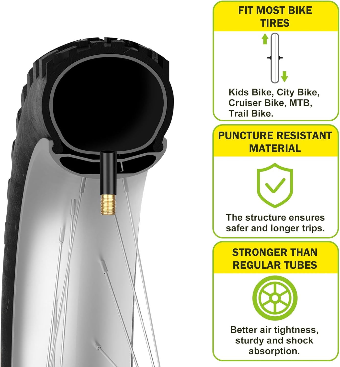 Skiennix Bicycle Tube - Reliable Inner Tube with 32mm AV Schrader Valve - 12" to 29" Sizes Available