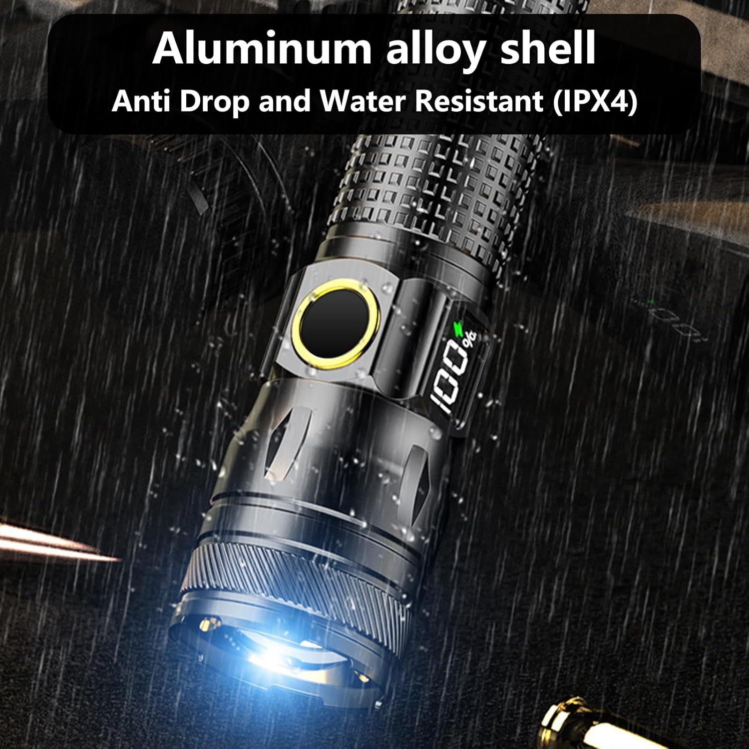Skiennix Rechargeable LED Flashlight - High Lumens Bright EDC with Digital Power Display | USB-C Charging for Home & Outdoor Use