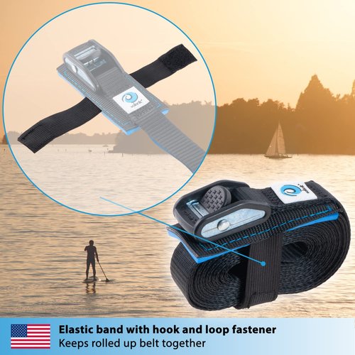 valonic Dolphin - tie Down Straps - 2 Pack, 11.5 ft x 1 inch, 2200 lbs, Protection pad, cam Buckle - for roof Rack, Surfboard, Kayak and Paddle Board, Black