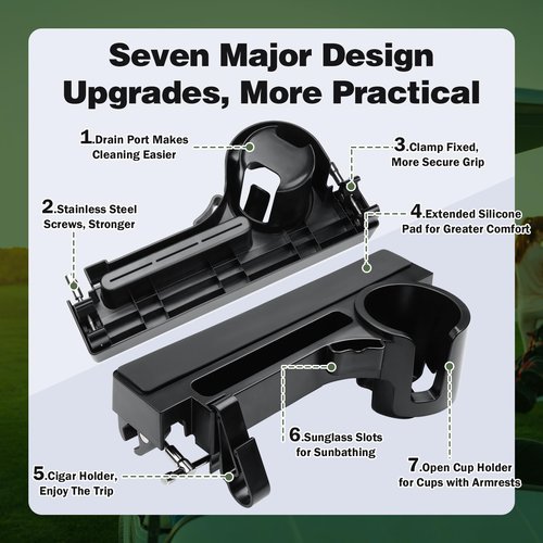 Golf Cart Armrest with Cup Holder - Upgraded Universal Installation Arm Rest Cup Holder Fit for EZGO Yamaha Club Car - Rear Seat Bracket Enhanced Comfort with Hold Phone Drinks Sunglasses