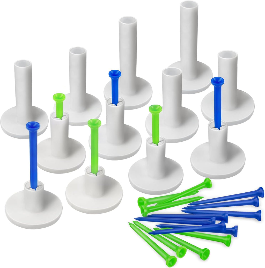 Seticek Rubber Golf Tees - Durable & Stable for Mats | 32 Pcs in 6 Mixed Sizes & 2 Variants