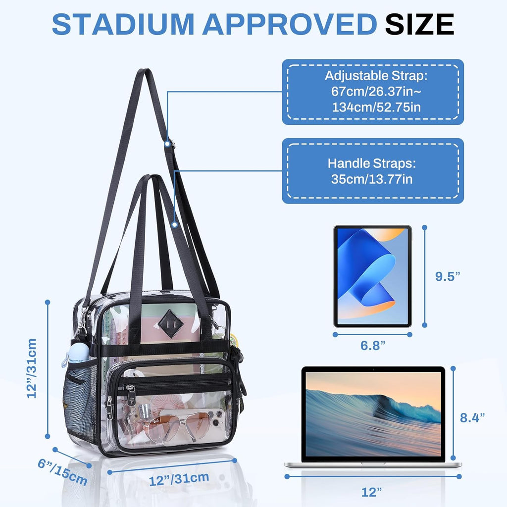 PIG PIG GIRL Clear Tote Bag - 12x6x12 See-Through Stadium Bag for Women | Stylish & Functional