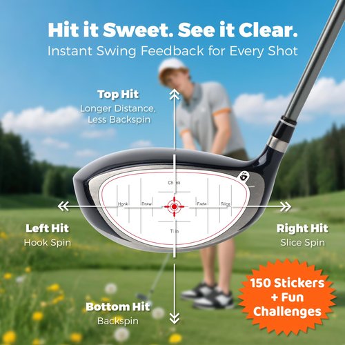 FODESAN Golf Impact Tape, Golf Swing Trainer & Training Aid, Club Face Stickers for Instant Swing Feedback, Indoor & Simulator Practice, Golf Accessories, Practical Golf Gifts & Golf Stuff for Golfers