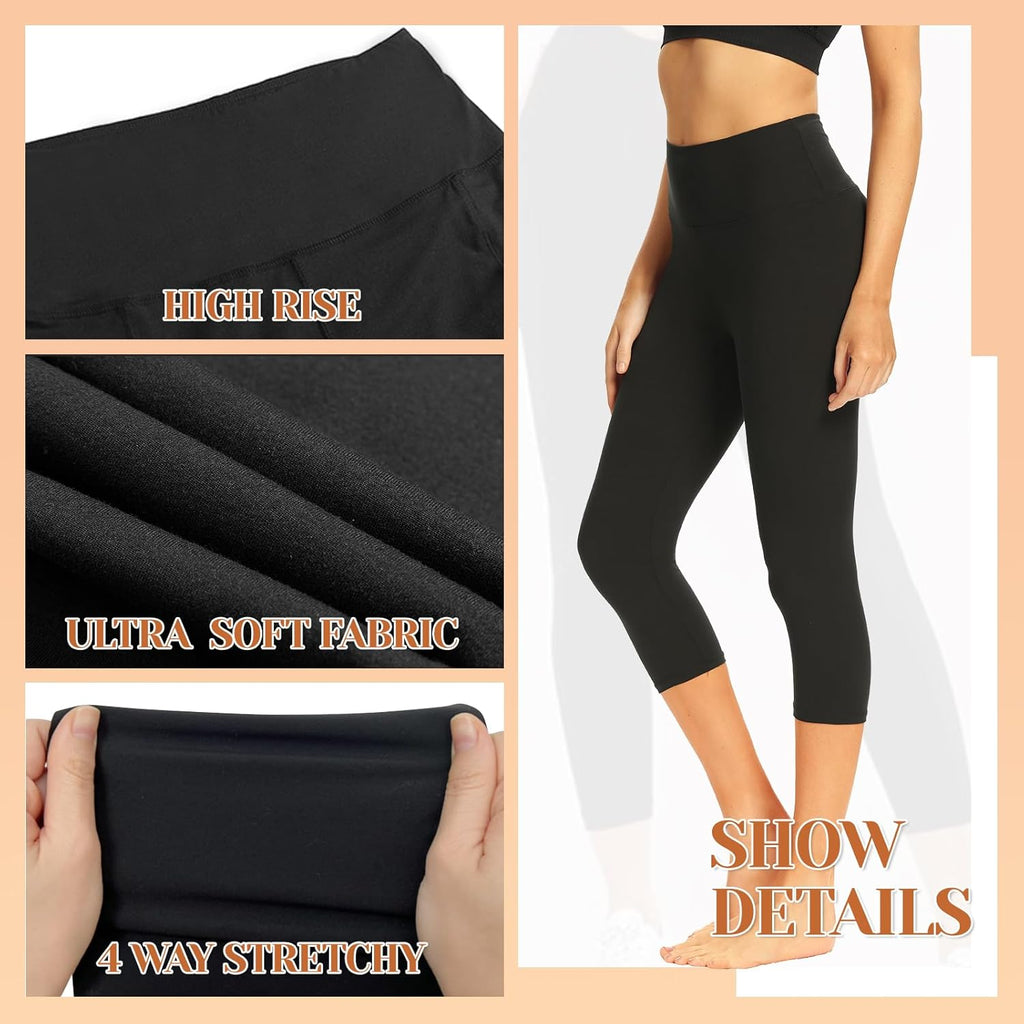 TNNZEET High Waisted Yoga Leggings for Women - 7 Pack with Pockets | Full Length & Capri Options