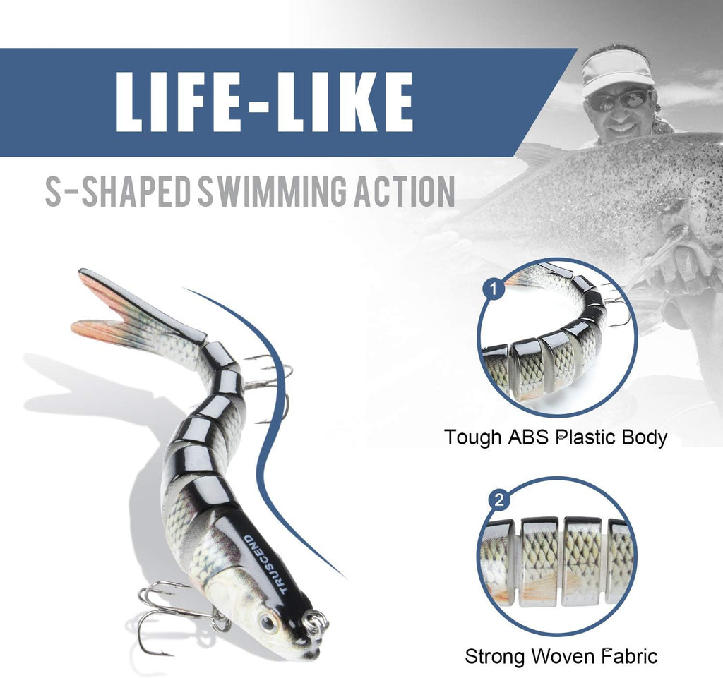 TRUSCEND Fishing Lures Kit - Multi Jointed Swimbait with 20lb Braided Line | Ultimate Fishing Gear