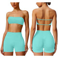 ABOCIW Womens Seamless Workout Sets Backless Bandeau Sports Bra Butt Lifting High Waist Gym Shorts Yoga Athletic Set Mint Green Large