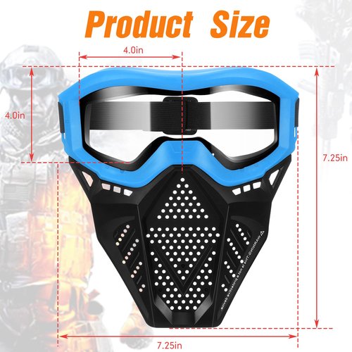 RoundFunny 8 Pack Tactical Mask for Kids with Safety Goggles to Protect Eyes, Full Mask Eye Protection for Christmas Kids Gifts CS Airsoft Shooting Game Party(Bright Color)