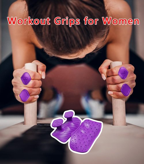 FVVWVV Weight Lifting Grips for Men Women, Ergonomics Workout Silicone Gym Grips Pads for Palm Protection, for Weight Lifting, Pull-Ups, Gym Training and Exercise (Blue (1 Pair) & Purple (1 Pair))