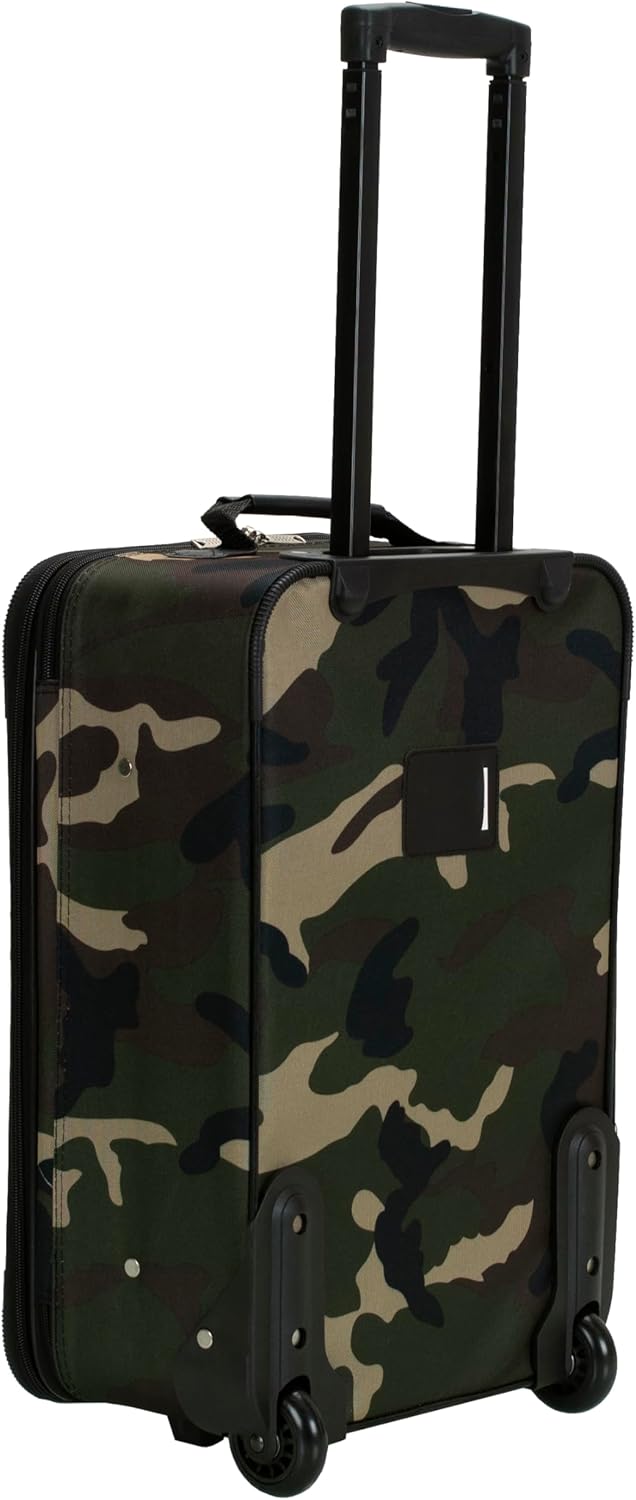 Rockland Fashion Softside Upright Luggage Set,Expandable, Wheel, Telescopic Handle, Camouflage, 2-Piece (14/19)