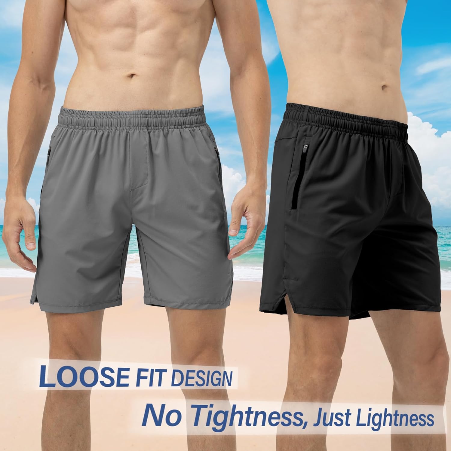 Skiennix Men's Athletic Running Shorts - Quick Dry Gym Workout Shorts with Zipper Pockets | 3 Pack