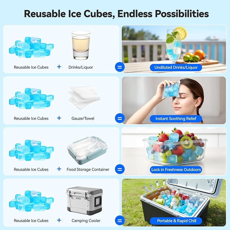 90pcs Reusable Refreezable Plastic Ice Cubes - Blue & White Variation