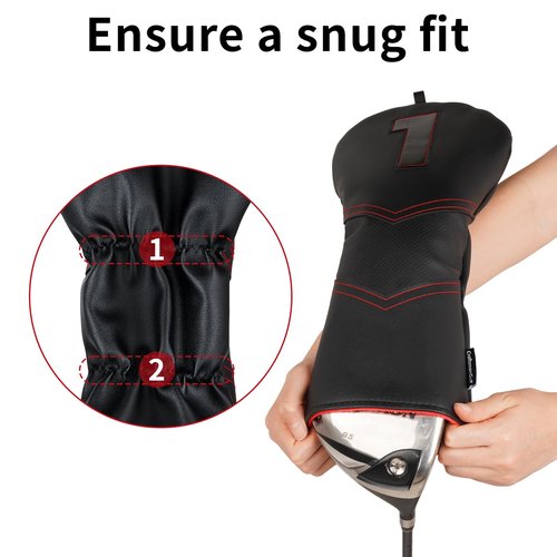 Craftsman Golf Club Cover Driver Head Cover Golf Headcover Premium Solid Black Leather Driver Headcovers for Golf Clubs