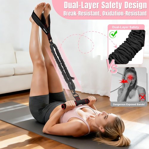 KUZARO Multifunction Resistance Bands - Adjustable 3-Tube Handle for Core, Arm & Leg Workouts