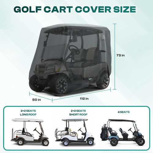 DRIVE UP Golf Cart Cover Fits for 2/4 Passenger Yamaha Club Car EZGO Golf Carts, 420D Waterproof Durable Polyester Cover with Zipper Doors, Dustproof, Sunproof, Windproof
