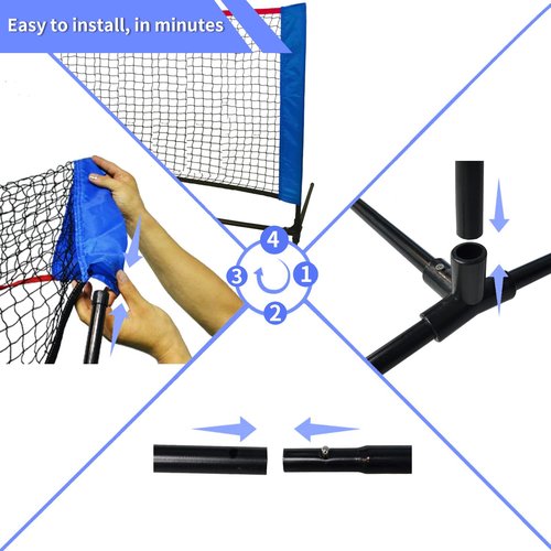 FLITURE Badminton Net - Height Adjustable Portable Pickleball & Volleyball Net - 10 FT Wide Foldable Soccer Tennis Net with Poles for Kids Backyard Games Indoor Outdoor Use