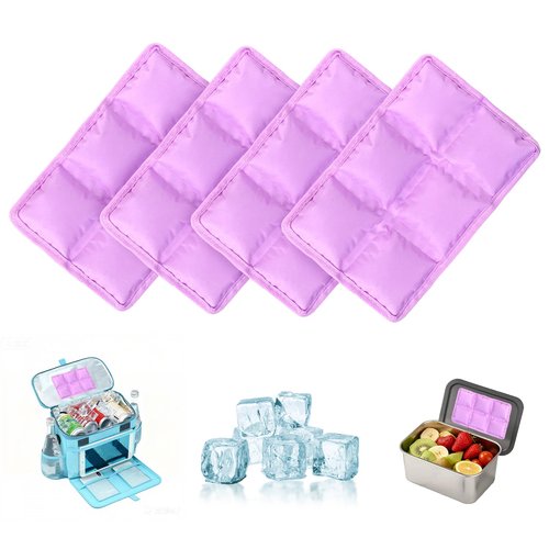 Ice Packs for Lunch Boxes & Coolers -Slim Reusable Space Saving Cooler Ice Packs,Water Absorption (6”x4”x0.7”) -Purple, Non-Toxic Cooler for Picnic,Sports & Camping