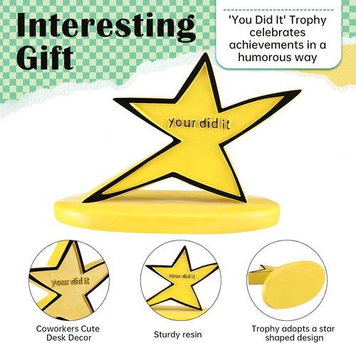 Landical 12 Pcs Funny Star Trophy Set - Humorous Desk Decor for Coworkers | Perfect Birthday Gift