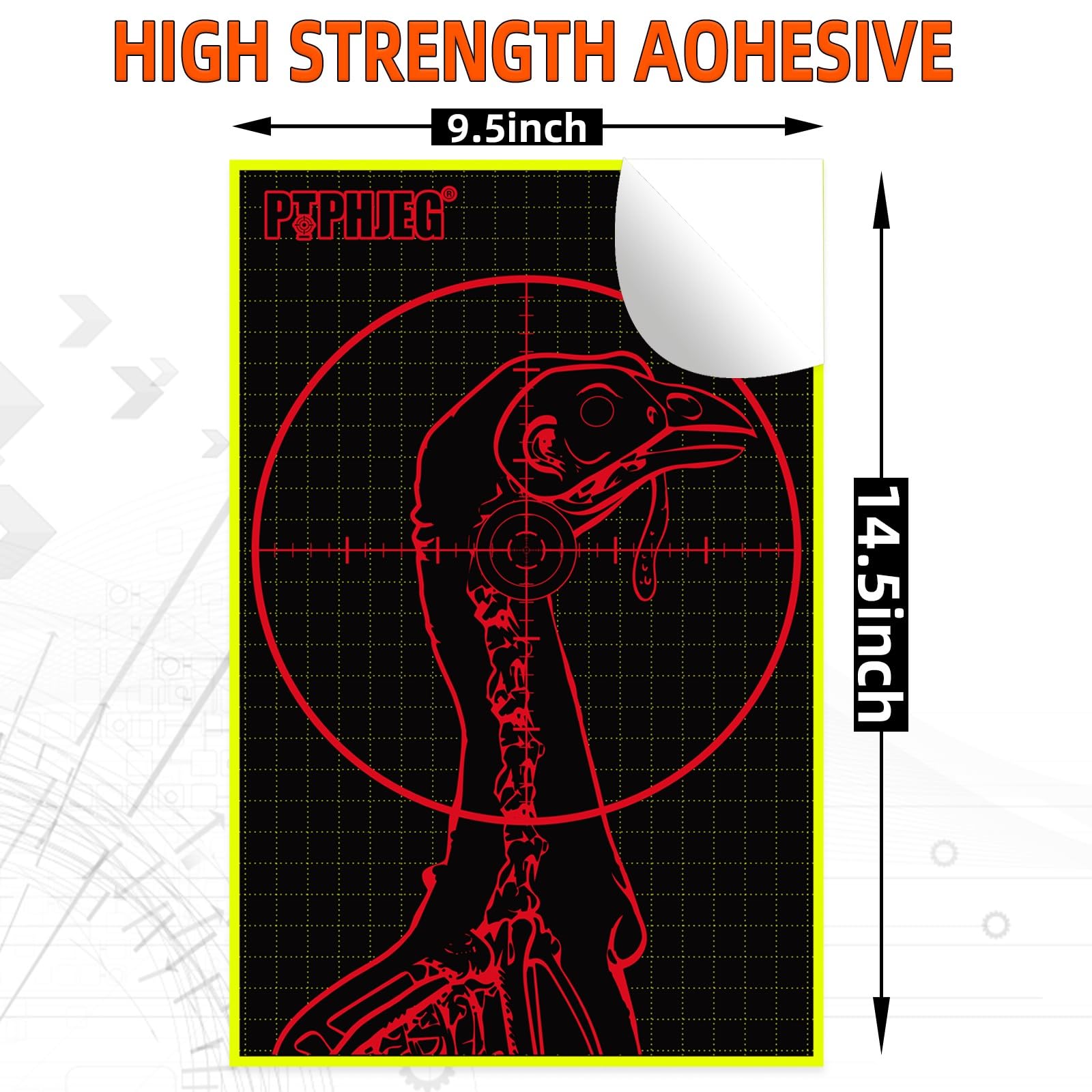 PTPHJEG Fluorescent Splatter Turkey Targets - Highly Visible Shotgun Target Sticker for Practice, 9.5×14.5"(25pcs)
