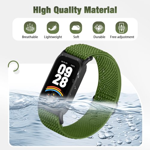 2 Pack Elastic Bands Compatible with Xiaomi Smart Band 9 Active Women Men, Soft Nylon Replacement Sport Wriststrap for Redmi Band 3