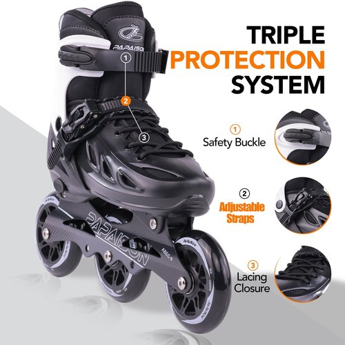 PAPAISON Adult Adjustable Inline Skates for Men Women with 3 100mm Wheels, Outdoor Blades Female Male Fitness Speed Racing Skates, Roller Skates for Teens Boys Girls