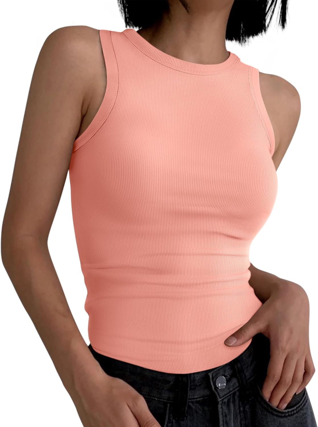 ANRABESS Women's Sleeveless High Neck Tank Top - Casual Slim Fit Ribbed Design | Summer Fashion Essentials