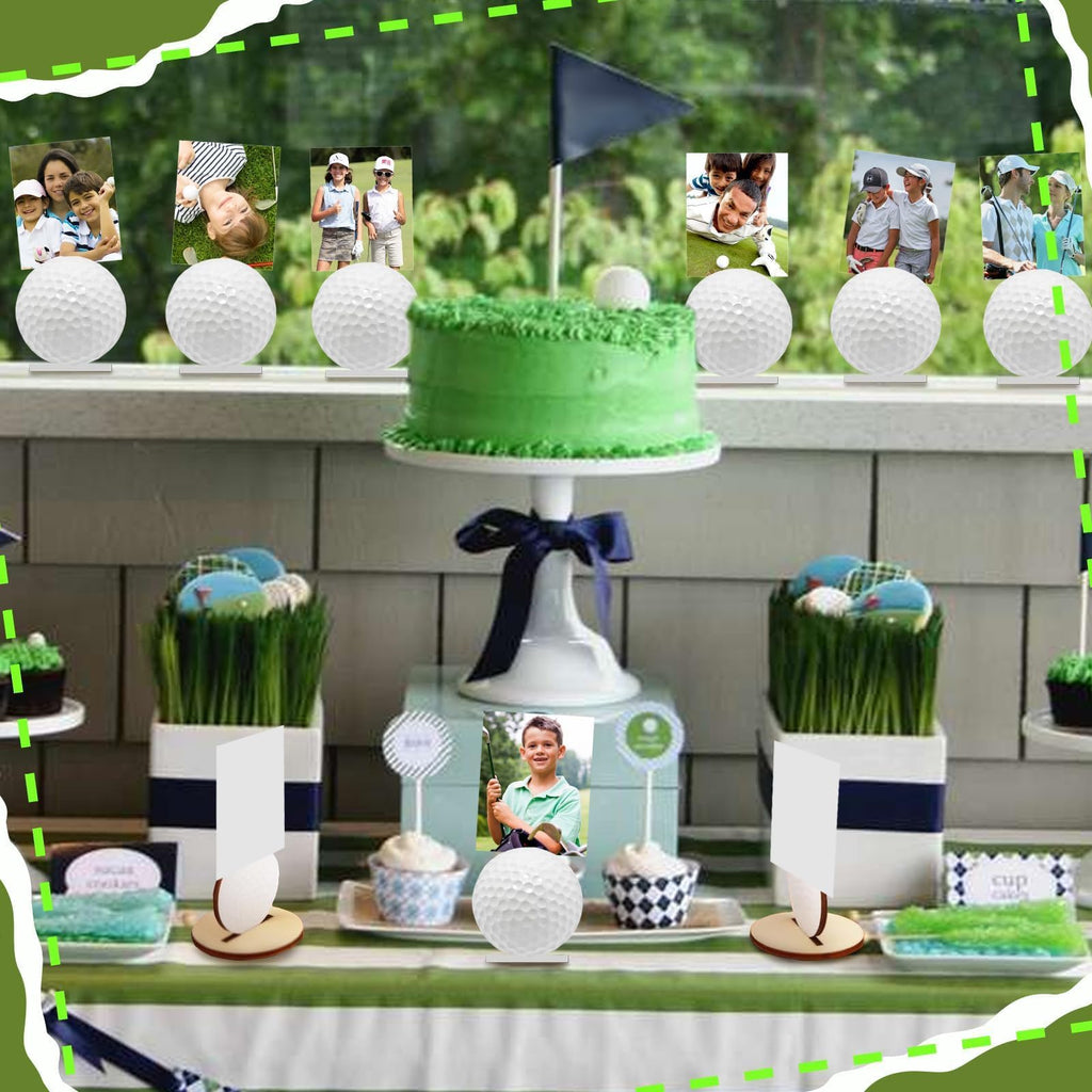HABDJILTY 16Pcs Golf Photo Stand Golf Party Decorations Table Number Card Place Holder Sticky Note Holder Hole In One Table Centerpieces Hole In One Birthday Party Supplies