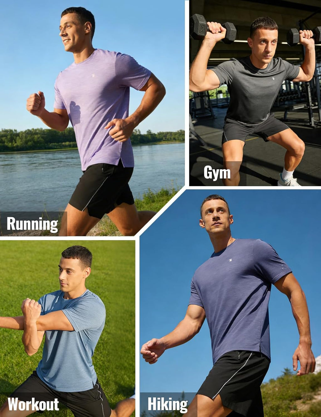 Rdruko Men's Dry Fit Workout Shirts - Moisture-Wicking Short Sleeve Athletic Tees | Gym & Running