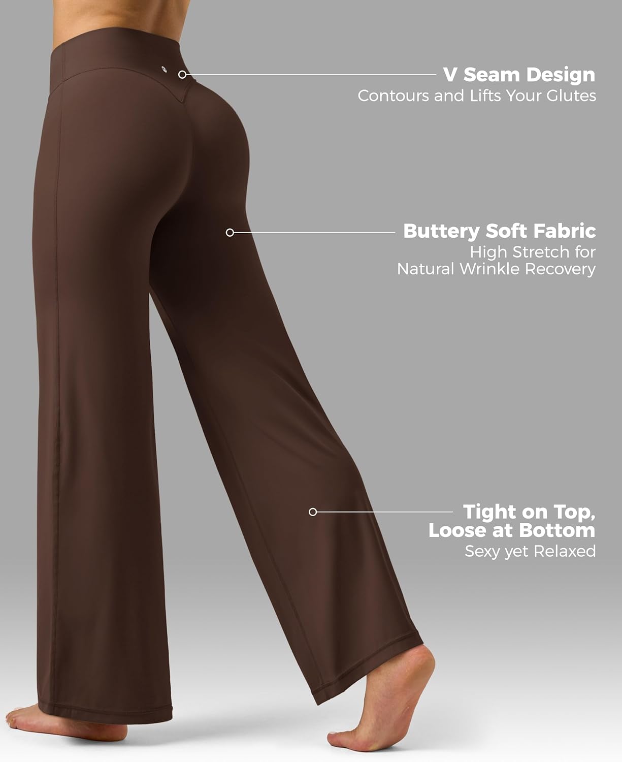 Willit Women's High Waist Buttery Soft Workout Leggings - Straight Leg Yoga Pants in Deep Brown, XS