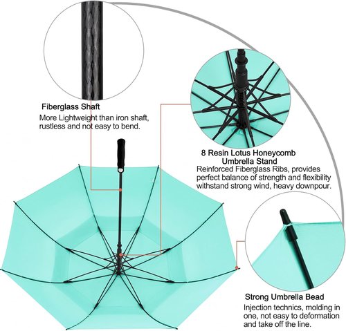 G4Free Golf Umbrella - Oversized 62-Inch Double Canopy, Windproof & Waterproof Design