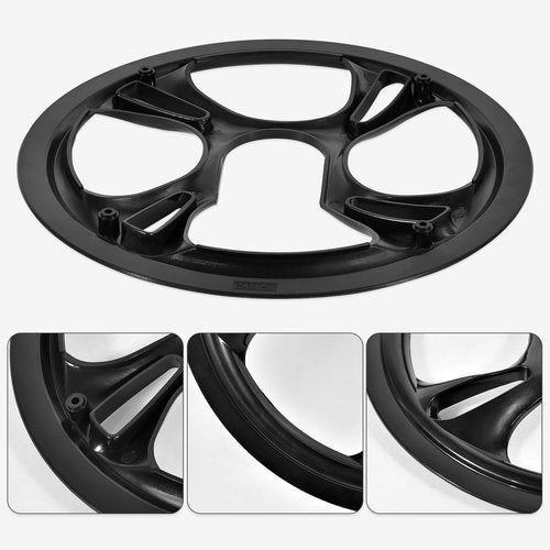 KingBra Bike Chain Guard Protector, 48T 4 Holes Plastic Bicycle Sprocket Protective Cover, Black Bike Chainwheel Protective Guard Cover with 4 Screws for Mountain Bikes, Road Bikes