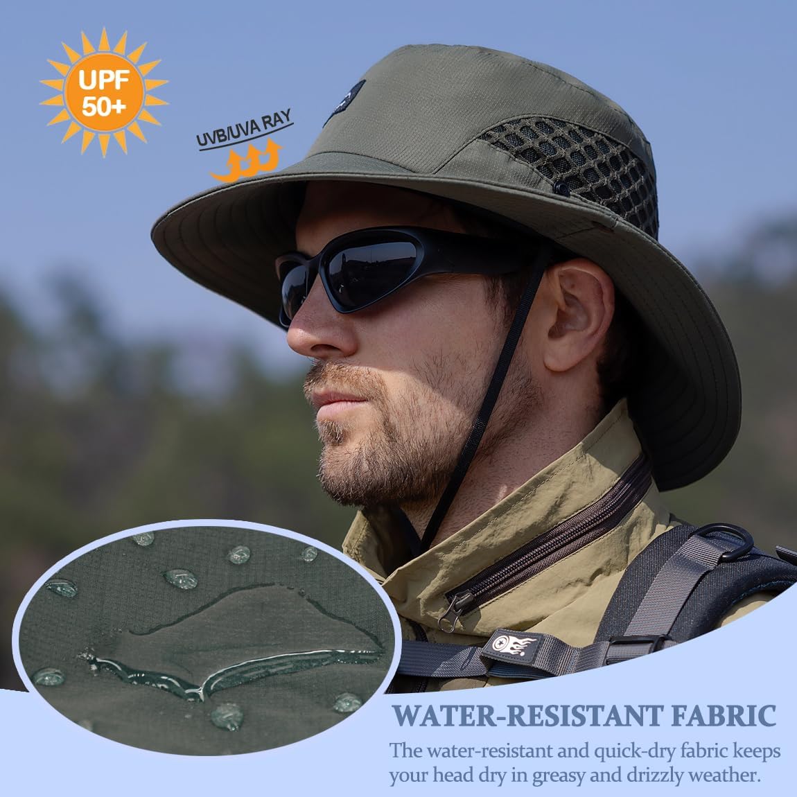 Skiennix Fishing Hat - UPF50+ Wide Brim Sun Hat for UV Protection | Ideal for Hiking & Beach Use
