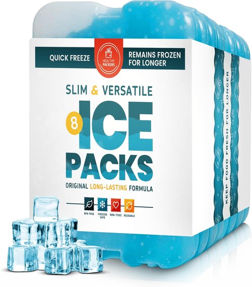 Healthy Packers Ice Packs - Long-Lasting Freezer Packs for Lunch Boxes & Coolers | Ideal for Beach, Camping & Fishing