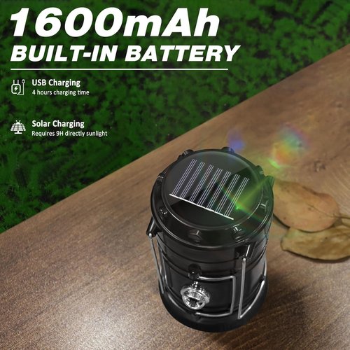 DIBMS Solar Camping Lantern - 4-Pack Collapsible LED & USB Rechargeable Emergency Lights | Ideal for Camping & Power Outages