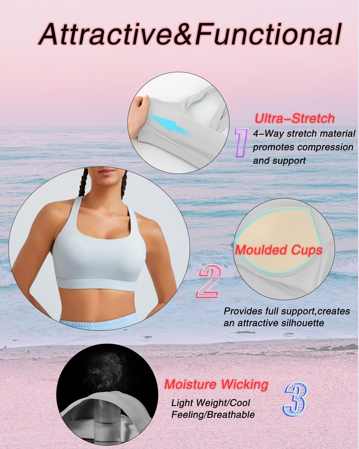 RUNNING GIRL Sports Bra - High Impact Molded Cup Design for Ultimate Support | Women's Racerback Style