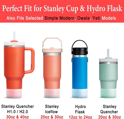 KTKUDY Silicone Boot for Stanley Quencher Tumbler H2.0 & Hydro Flask | 2-Pack Protective Accessories
