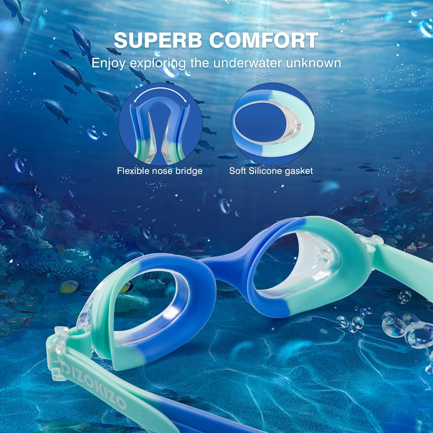 Skiennix Kids Swim Goggles - Anti-Fog UV Protection | No Leak Design for Ages 6-14 (8-12)