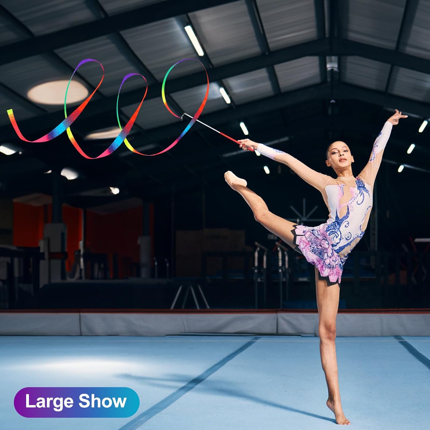 Skiennix Dance Ribbons - Rainbow Twirler Sticks for Rhythmic Gymnastics | 78.7-Inch Wand for Kids & Adults